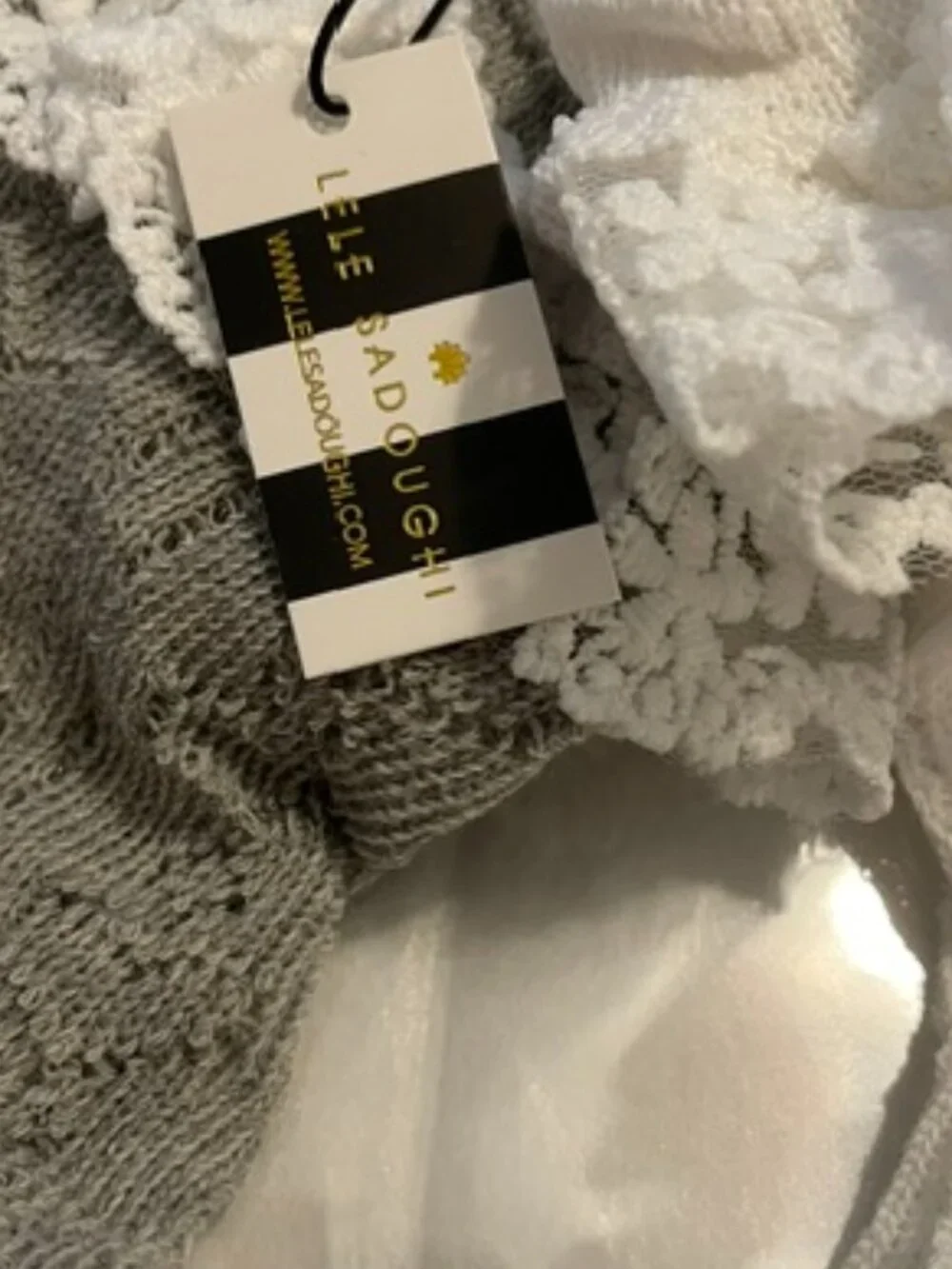 LELE SADOUGHI Set of Two Heather Socks in Ivory and Grey One Size Fits Most NWT